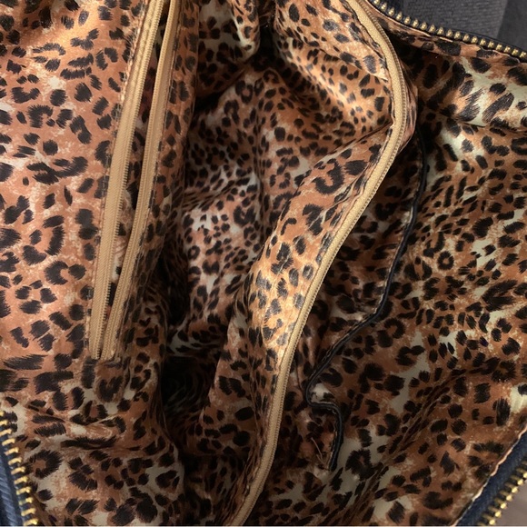 Gen. Leather Bag X Sam & Kate by Park Avenue. Navy Blue Colour + Leopard Print - Picture 7 of 7